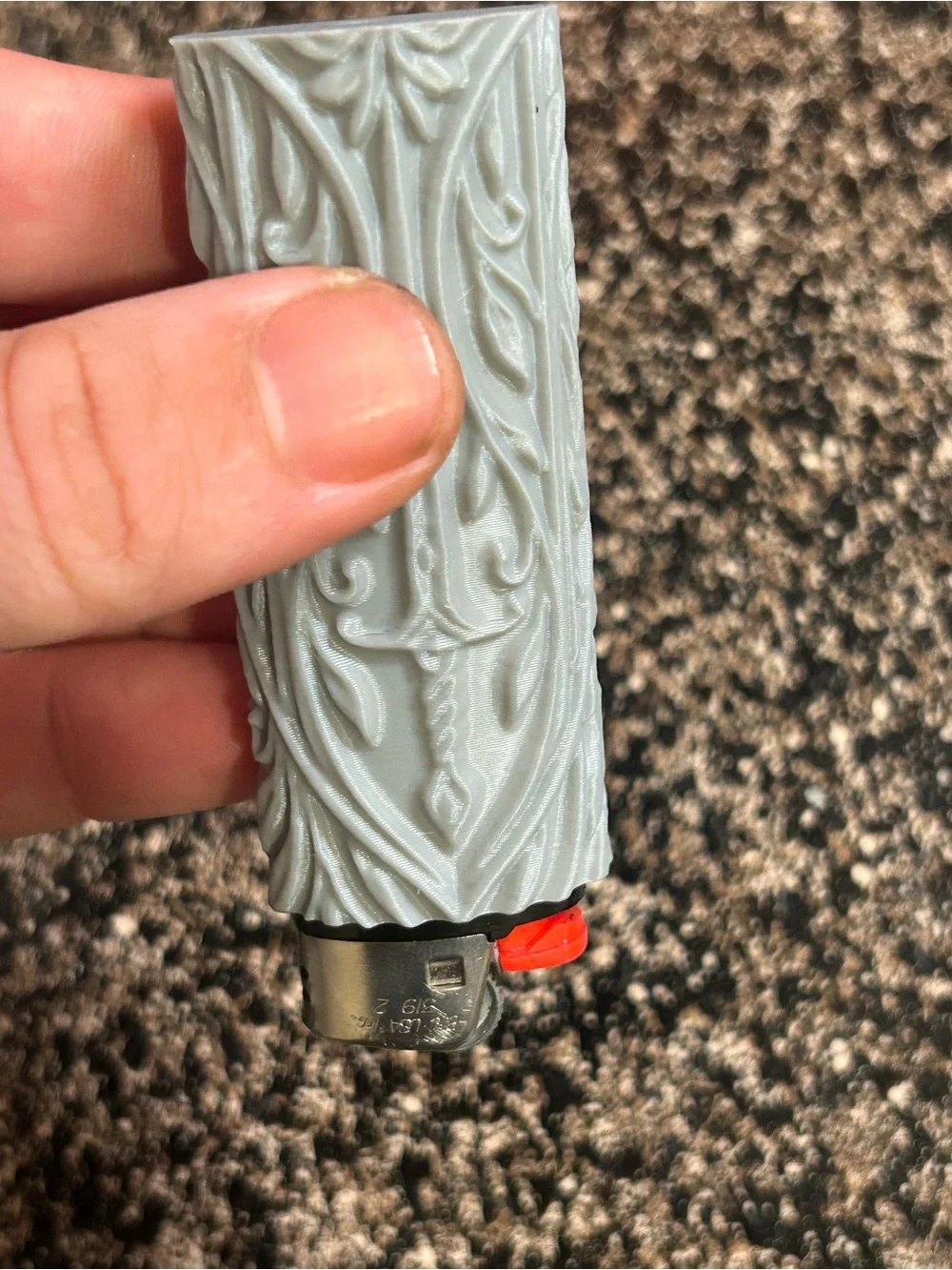 Decorative Gray Floral Pattern Lighter Sleeve - Gray